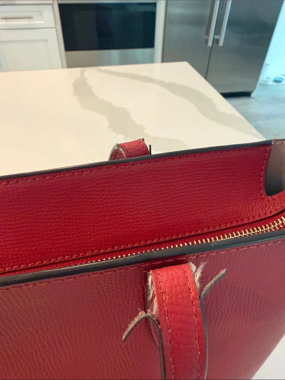 kate spade red leather tote with hanging tag